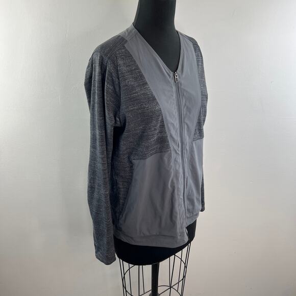 Lululemon Lab Heather Gray Varsa Jacket V-Neck Two-Way Full Zip Size Medium M - Picture 6 of 10